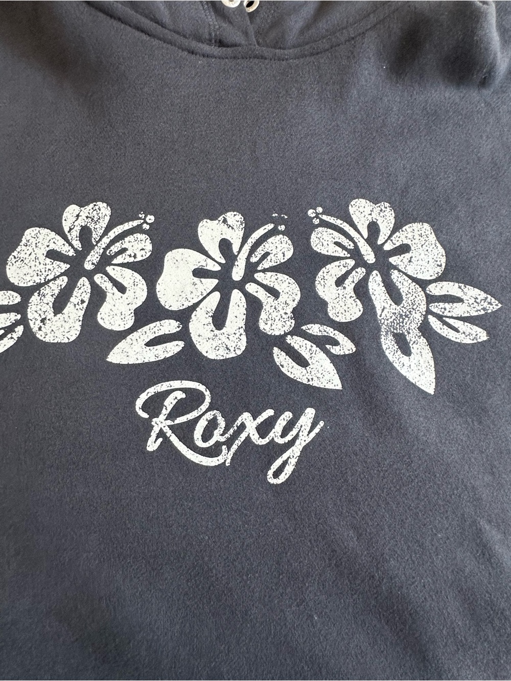 Roxy Black Hoodie with White Floral Logo M - Picture 3 of 7